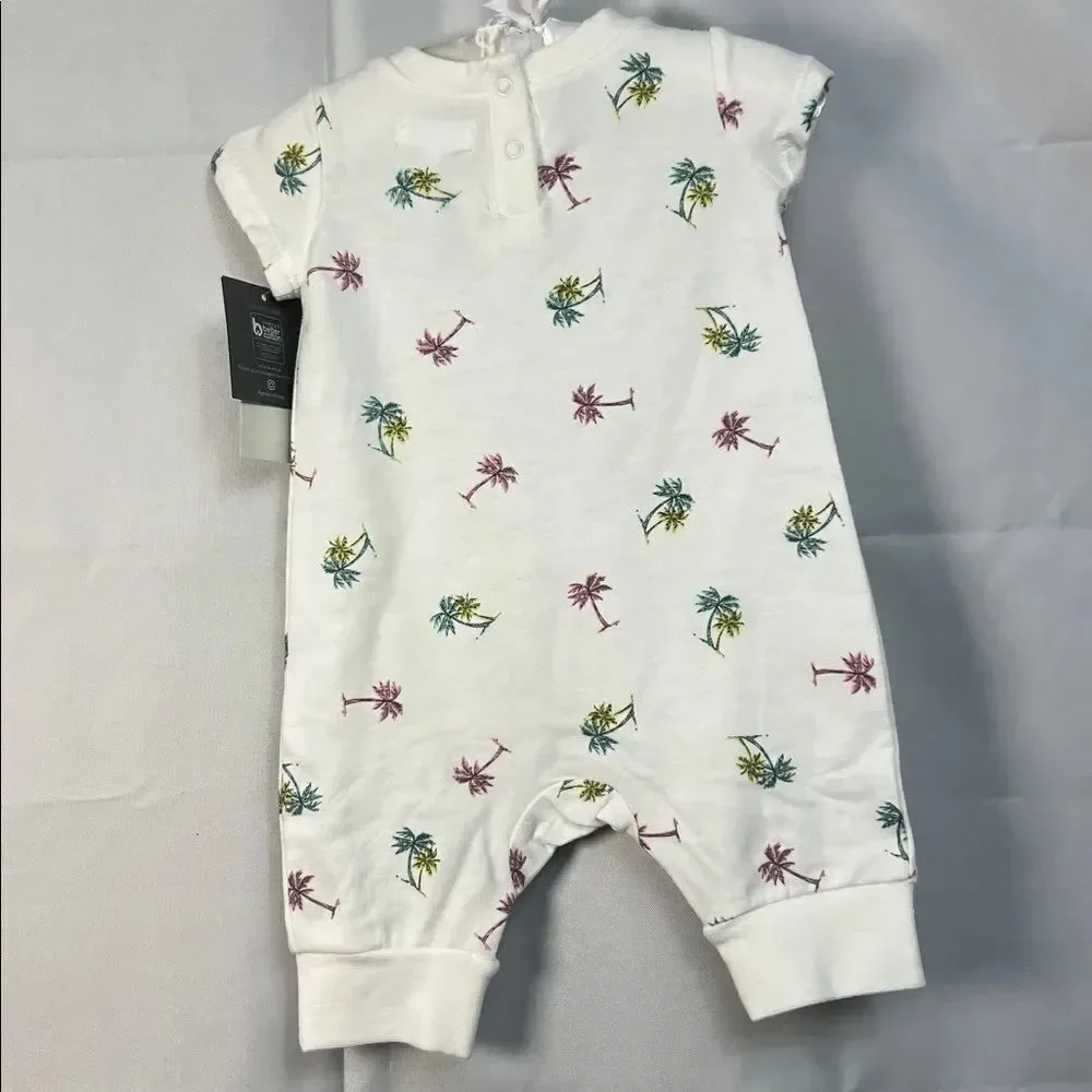 Grayson Mini cotton shortie romper with palm tree print New with tags